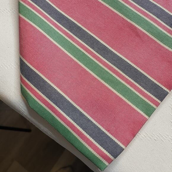 Brooks Brothers Mens Pink Repp Striped Silk Tie Preppy Old Money Boarding School - Picture 5 of 5